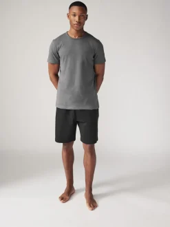 Zwart/marineblauw - Loopback Soft Touch 2 Pack Jogger Shorts
