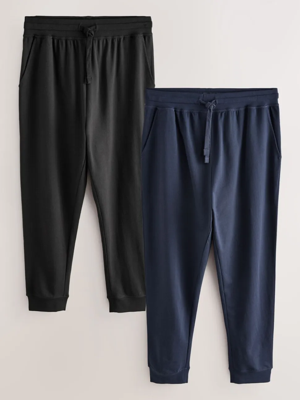 Zwart/marineblauw - Met boorden - Loopback Soft Touch 2 Pack Open Joggers