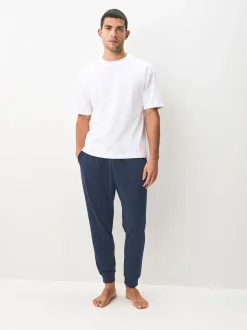 Zwart/marineblauw - Met boorden - Loopback Soft Touch 2 Pack Open Joggers