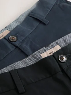 Zwart/marineblauw - Slim Fit - Set van 2 chinoshorts met stretch