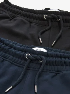 Zwart/marineblauw - Slim Fit Brushback Heavyweight 2 Pack Joggers
