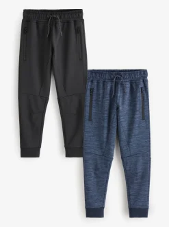 Zwart/marineblauw - Slim-fit joggingbroek met ritszak (3-16jr)
