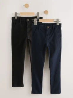 Zwart/marineblauw - Stretch skinny chino's verpakking van 2 (3-17jr)