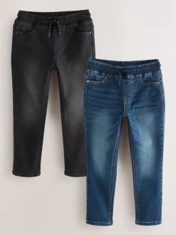 Zwart/marineblauw - Stretchy jeans met elastische taille 2 pack (3-16jr)