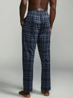 Zwart/marineblauw geruit - Jersey 100% Cotton Pyjama Bottoms 2 Pack