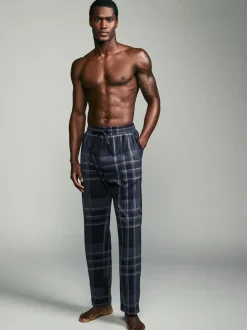 Zwart/marineblauw geruit - Jersey 100% Cotton Pyjama Bottoms 2 Pack
