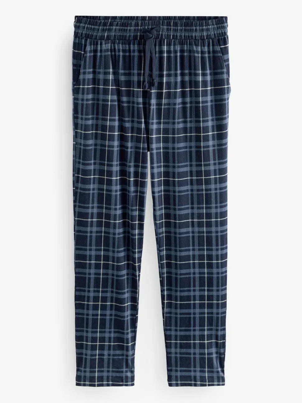 Zwart/marineblauw geruit - Jersey 100% Cotton Pyjama Bottoms 2 Pack
