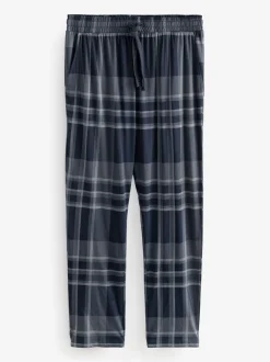 Zwart/marineblauw geruit - Jersey 100% Cotton Pyjama Bottoms 2 Pack