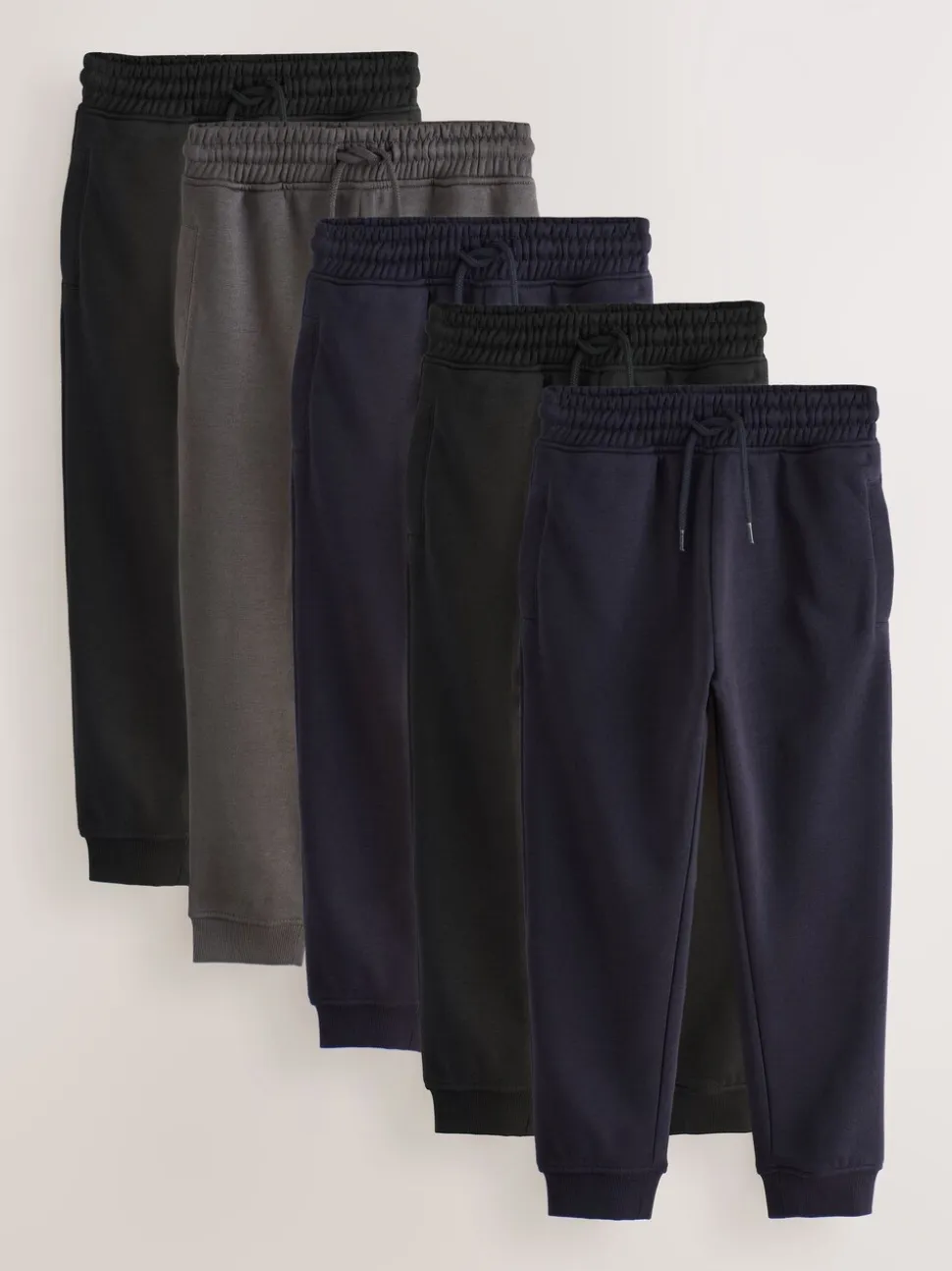 Zwart/marineblauw/grijs - Basic joggingbroeken, set van 5 (3-16jaar)