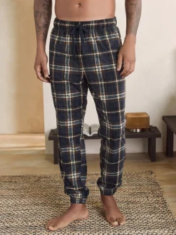 Zwart/neutraal geruit - Motionflex Corded Cosy Cuffed Pyjama Bottoms