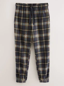 Zwart/neutraal geruit - Motionflex Corded Cosy Cuffed Pyjama Bottoms