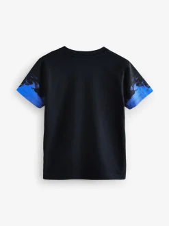 Zwart/Oranje draak - T-shirt met normale pasvorm, korte mouwen en all-over print (3-16jr)