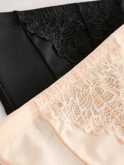 Zwart/pastelroze huidskleur - Femina vormende slip met buikcorrectie 2 stuks