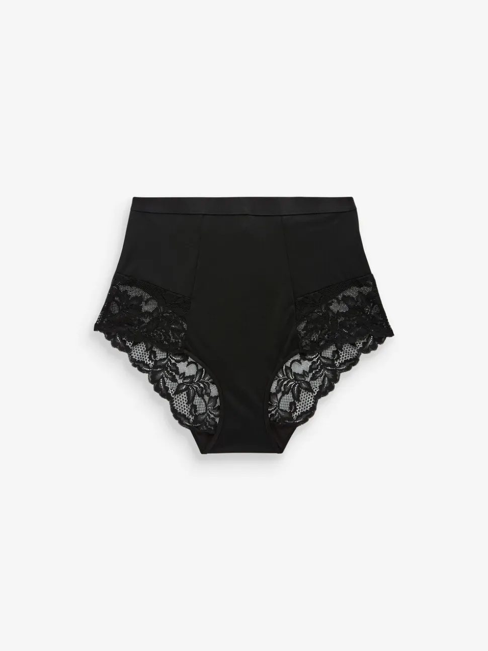 Zwart/praline huidskleur - Verpakking van 2 Braziliaanse slipjes met kanten achterkant en buikcorrigerend effect en print