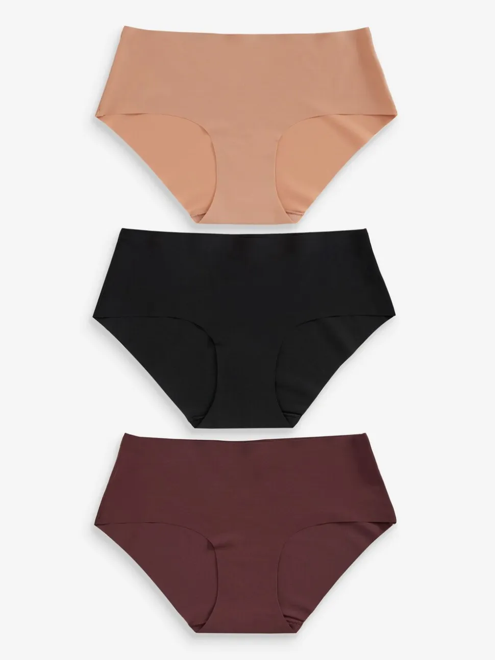 Zwart/Praline Huidskleur/Chocolade Huidskleur - Geen zichtbare onderbroeklijn comfortabele slips verpakking van 3