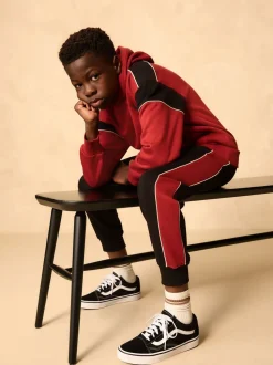 Zwart/rood - Colourblock Hoodie Set