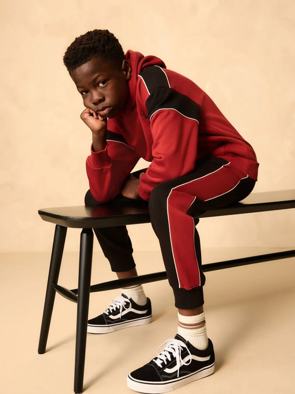 Zwart/rood - Colourblock Hoodie Set