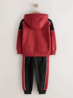 Zwart/rood - Colourblock Hoodie Set