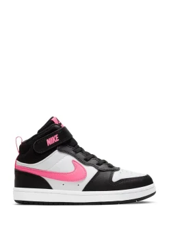 Zwart/roze - Nike - Junior Court Borough halfhoge sneakers