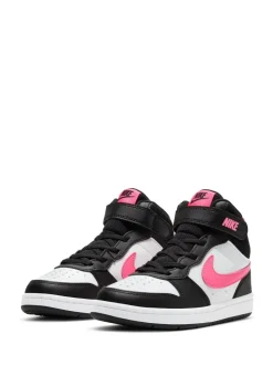 Zwart/roze - Nike - Junior Court Borough halfhoge sneakers