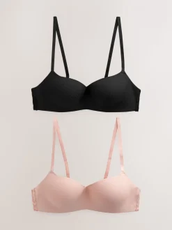 Zwart/roze - Verpakking van 2 lichte ultiem comfort beha's zonder beugel