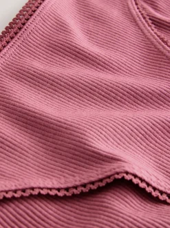Zwart/roze/olijfgroen - Verpakking van 3 geribbelde katoenen slips