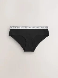 Zwart/wit - 7 Katoenen slipjes met logotailleband