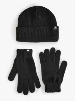 Zwart/wit - adidas set met handschoenen en beanie