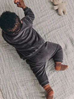 Zwart/wit - Baby Velour Jacket, Top and Joggers Set (0mths-2yrs)