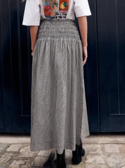 Zwart/wit - Drop Waist Gingham Maxi Skirt