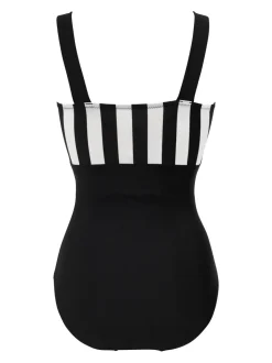 Zwart/wit - Pour Moi Palm Springs corrigerend badpak met kleurvlakken