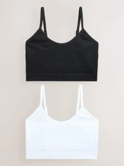 Zwart/wit - Seamless Rib Long Line Bralette 2 Pack
