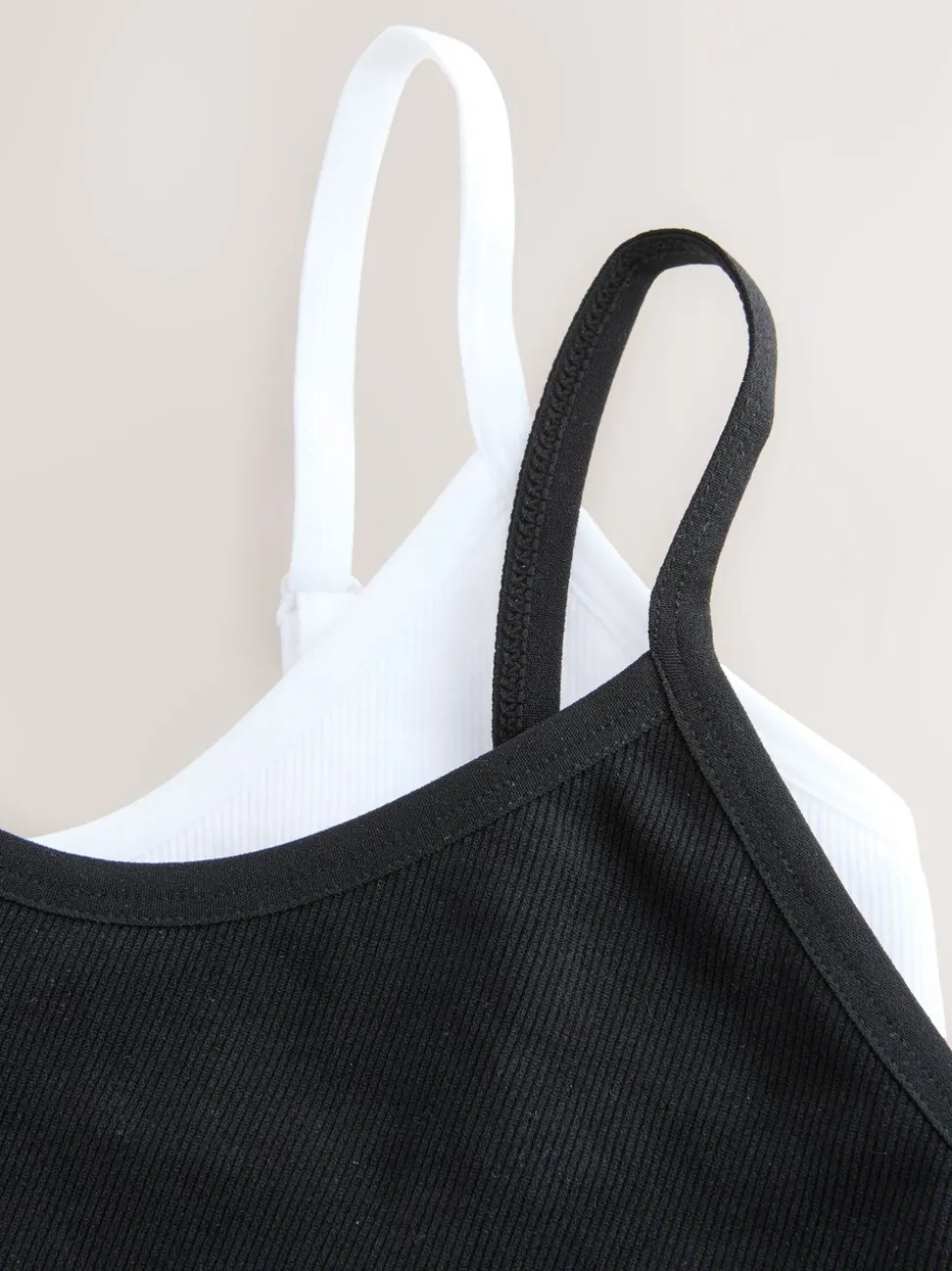 Zwart/wit - Seamless Rib Long Line Bralette 2 Pack