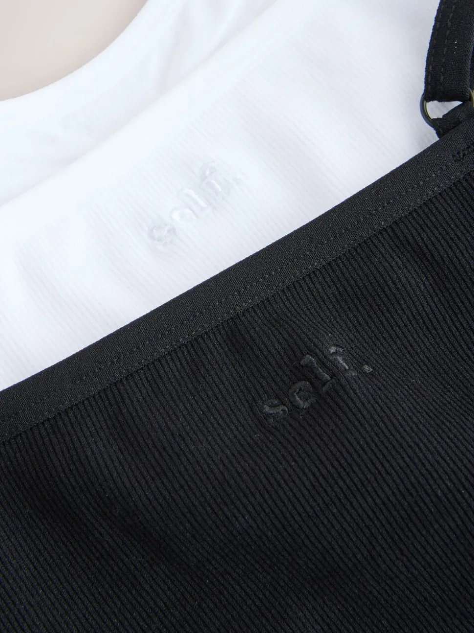 Zwart/wit - Seamless Rib Long Line Bralette 2 Pack