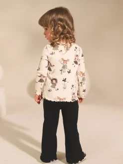 Zwart/wit - Set van 2 tops en flared leggings (3mnd-7jr)