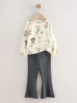 Zwart/wit - Set van 2 tops en flared leggings (3mnd-7jr)
