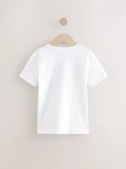 Zwart/wit - T-shirts met korte mouwen en geborduurd rendier, verpakking van 2 (3-16jr)