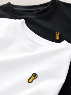 Zwart/wit - T-shirts met korte mouwen en geborduurd rendier, verpakking van 2 (3-16jr)