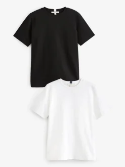 Zwart/wit - Verpakking van 2 dikke T-shirts met korte mouwen