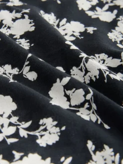 Zwart/wit met bloemenprint - 4 Katoenen slipjes met logotailleband