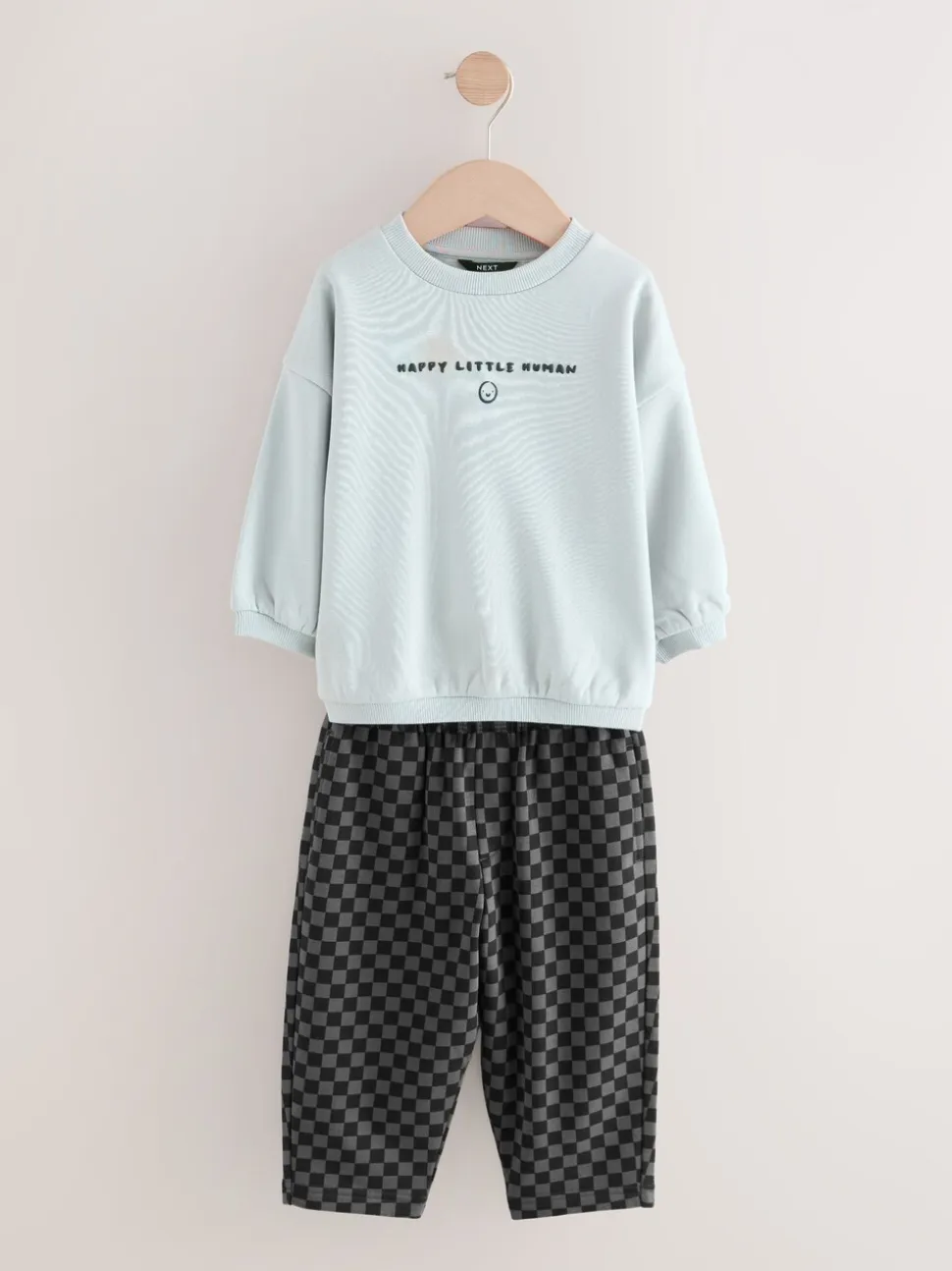 Zwart/wit met print - Set met sweatshirt en joggingbroek met strepen (3mnd-7jr)