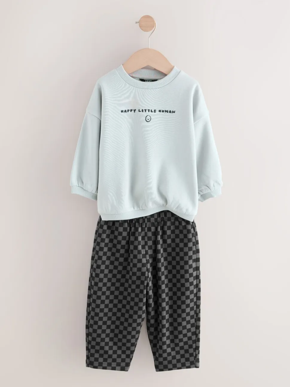 Zwart/wit met print - Set met sweatshirt en joggingbroek met strepen (3mnd-7jr)