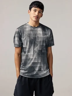 Zwart-wit mono - Active Gym training T-shirt met print