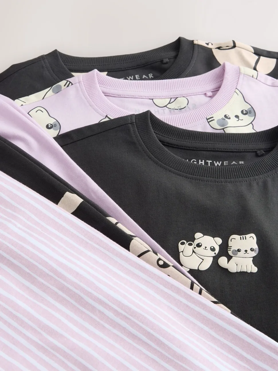 Zwart-wit pandaprint - Verpakking van 3 pyjama's met joggingbroek (3 - 16 jr)