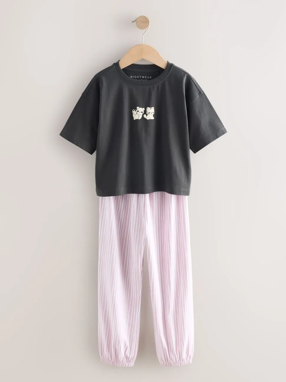 Zwart-wit pandaprint - Verpakking van 3 pyjama's met joggingbroek (3 - 16 jr)