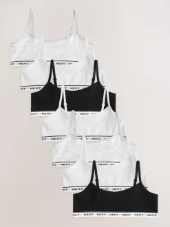 Zwart/wit/grijs - Set van 7 crop tops met bandjes (5 - 16 jr)