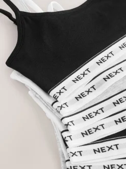 Zwart/wit/grijs - Set van 7 crop tops met bandjes (5 - 16 jr)