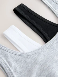 Zwart/wit/grijs - Set van 3 crop tops met diepe ronde hals (5 - 16 jr)