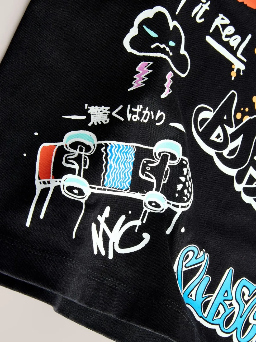 Zwart/wit/grijs - Verpakking van 3 relaxte T-shirts met grafische print en korte mouwen (3-16jr)