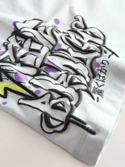 Zwart/wit/grijs - Verpakking van 3 relaxte T-shirts met grafische print en korte mouwen (3-16jr)
